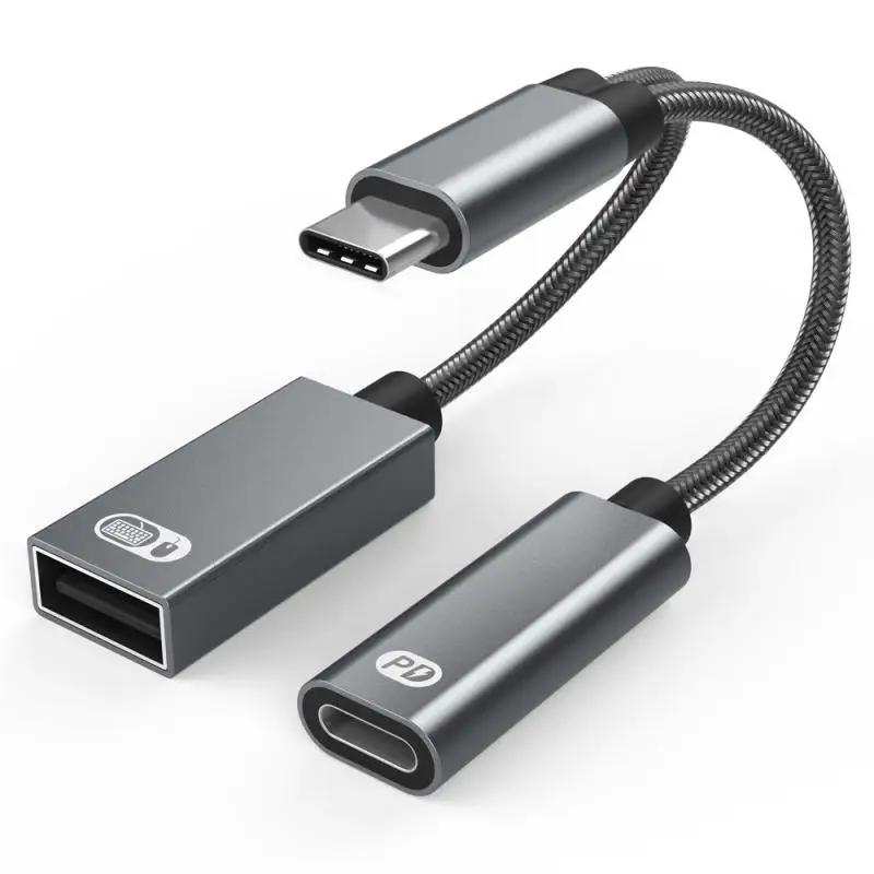 2 in 1 USB C OTG ̺ , CŸ -USB-C , 60W PD  , USB  ø  